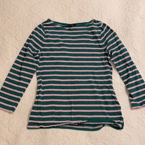 J Crew boatneck green and pink stripe top